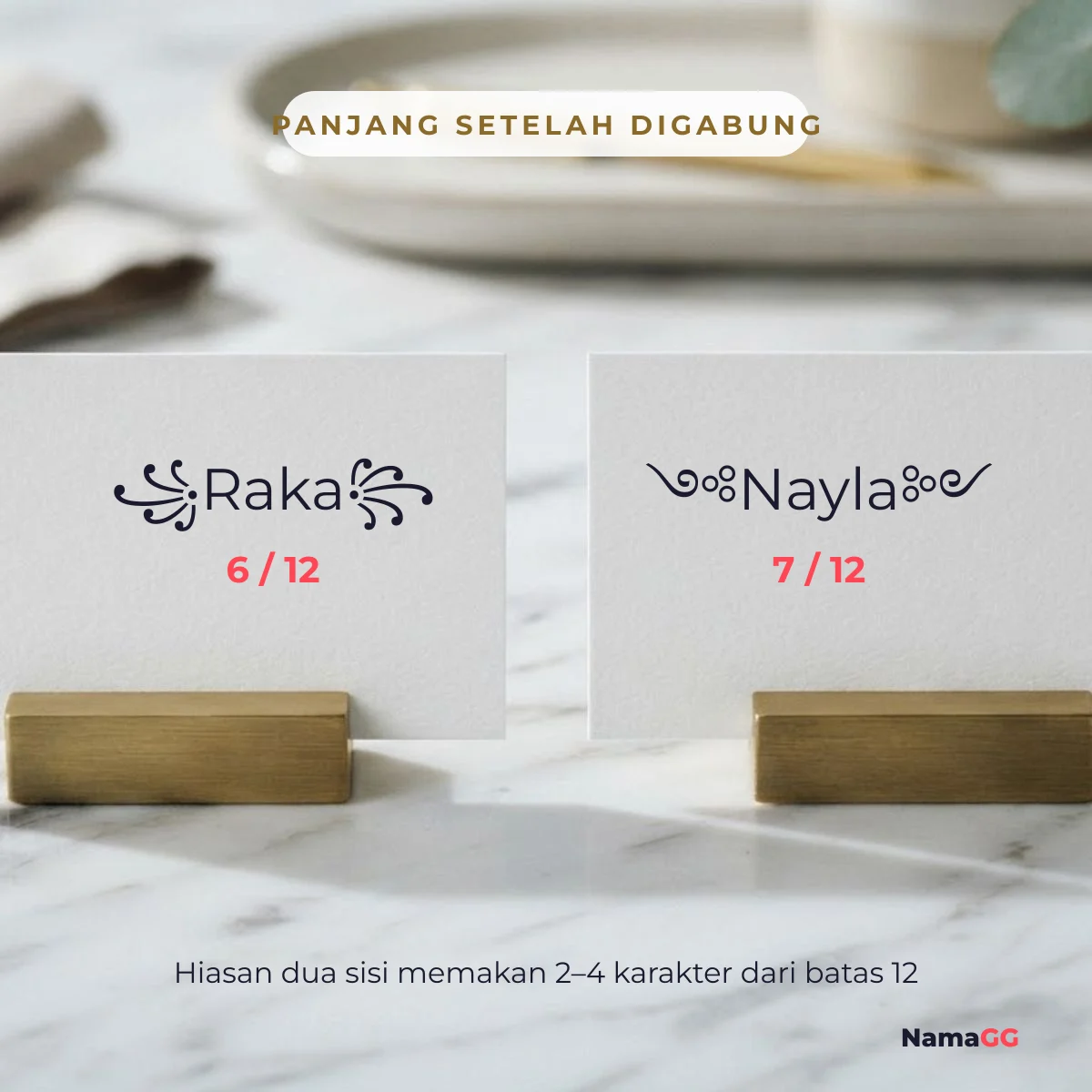 Simbol nickname digabung dengan nama FF: ꧁Raka꧂ 6 dari 12 karakter, ༺Nayla༻ 7 dari 12 karakter