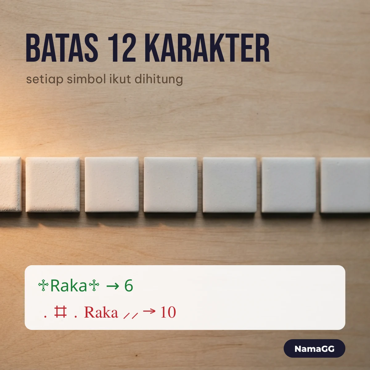 Menghitung karakter nama bersimbol untuk batas 12 karakter Free Fire
