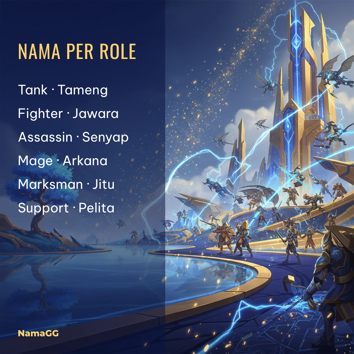 Nama ML keren sesuai role Tank, Fighter, Assassin, Mage, Marksman, Support