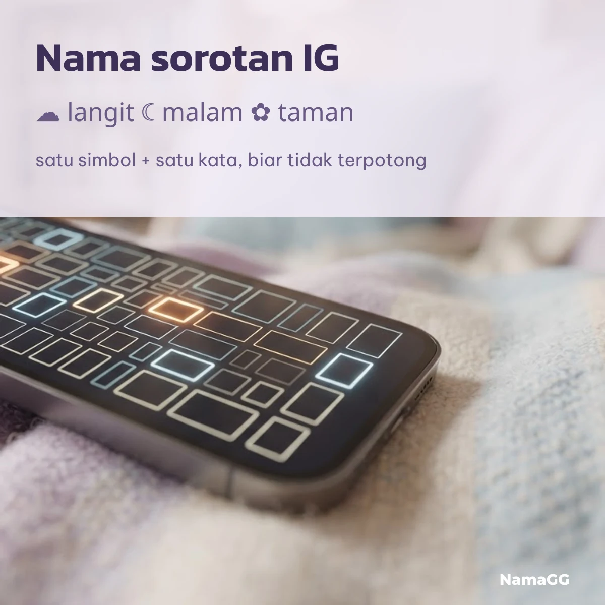 Contoh nama sorotan Instagram dengan simbol aesthetic